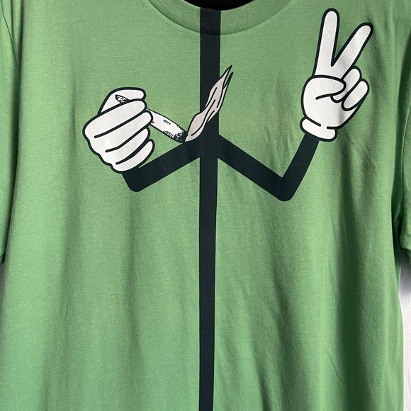 NWOT Men’s Character Stick Figure Green Shirt Small through X-Large V.I.Tees - Picture 2 of 4